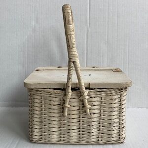 Vintage Hong Kong white distressed small basket